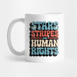 Stars Stripes and Human Rights Retro Feminist Mug